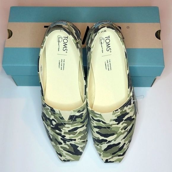 Toms Dirty Olive Camouflage Alpargata Slip-On 10 NWT - Picture 3 of 7